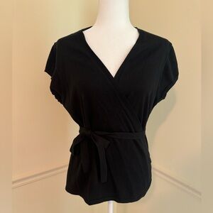 J Crew Factory Black Wrap Top, NWT, Large
